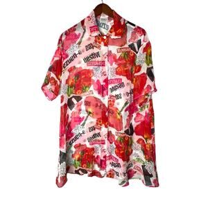 Vintage semi sheer graphic blouse One Size